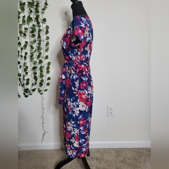 💚HP💚 NWT Yumi Kim 100% Silk Caught In The Wind Midi Wrap Dress Garden - Picture 6 of 12